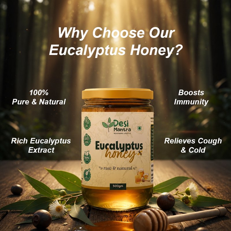 Desi Mantra Eucalyptus Honey | Pure Raw & Natural Honey | Unprocessed and Unfiltered | No Added Sugar | Refreshing Herbal Taste for Tea, Warm Water & Healthy Living thumbnail 5