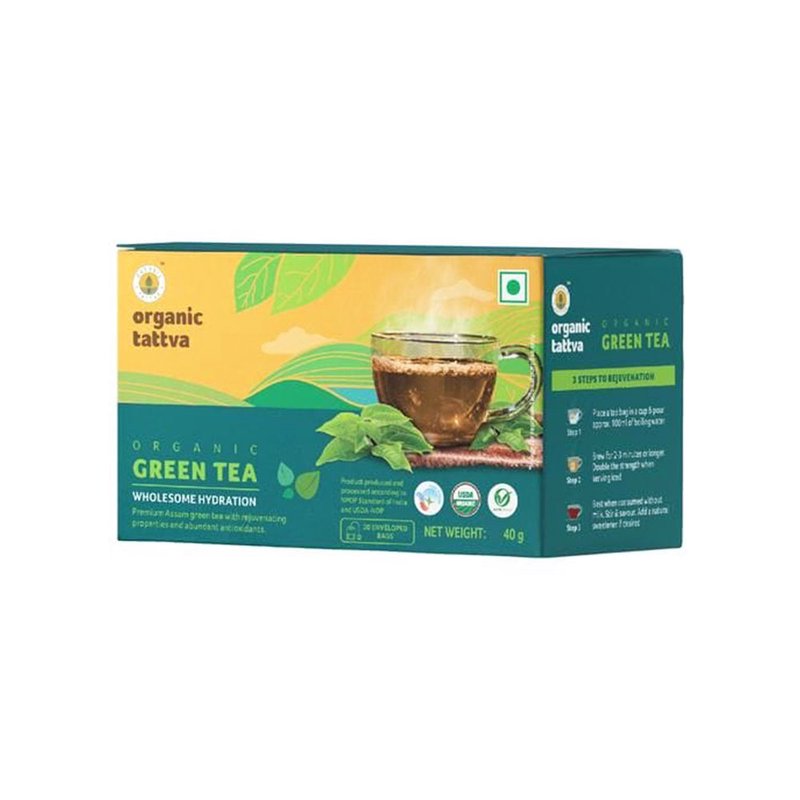 Organic Tattva Green Tea | 20 Tea Bags | Organic Green Tea | Tea Rich In Antioxidants | Refreshing Tea