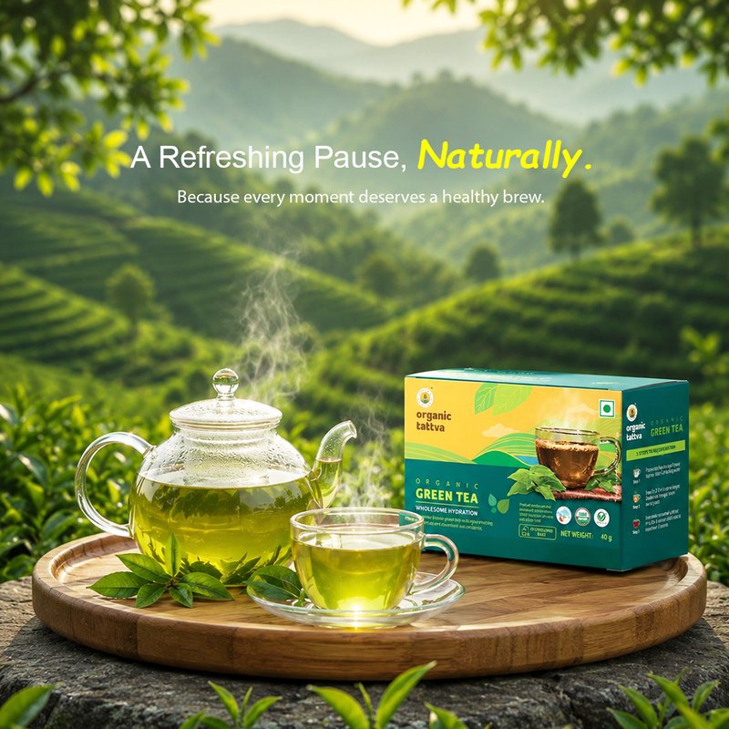 Organic Tattva Green Tea | 20 Tea Bags | Organic Green Tea | Tea Rich In Antioxidants | Refreshing Tea