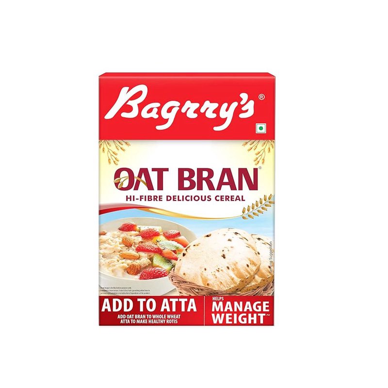 Bagrry’s Oats Bran 200 GM | High Fiber Oat Bran for Healthy Nutrition | Wholegrain Breakfast Add-On | Perfect for Smoothies, Cereals, Baking & Daily Wellness