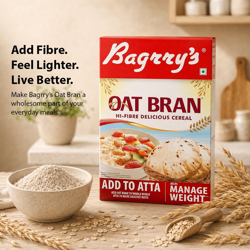 Bagrry’s Oats Bran 200 GM | High Fiber Oat Bran for Healthy Nutrition | Wholegrain Breakfast Add-On | Perfect for Smoothies, Cereals, Baking & Daily Wellness