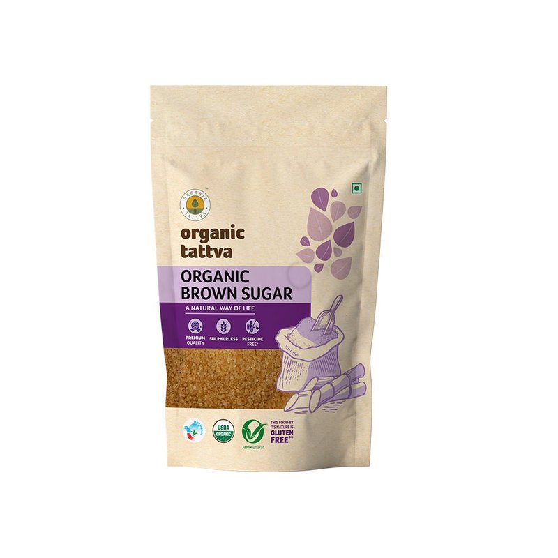 Organic Tattva Brown Sugar | Natural Brown Cane Sugar | Unrefined Sugar | Caramel Flavoured Organic Sugar for Baking & Drinks