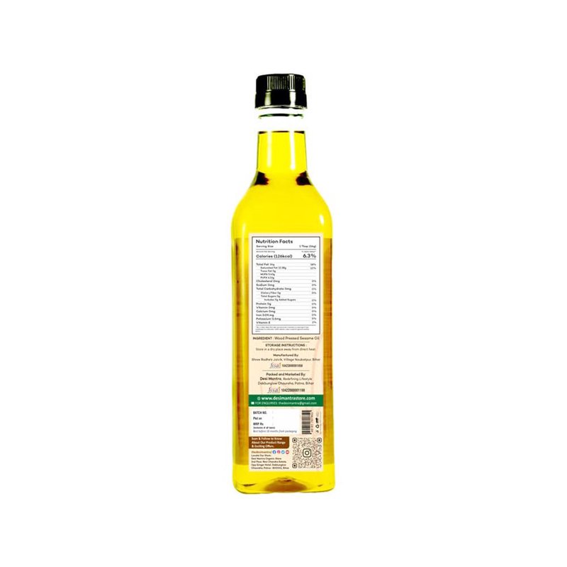 Desi Mantra Wood Pressed Sesame Oil | Cold Pressed & Naturally Extracted | Pure Chemical-Free Til Oil | Rich Nutty Aroma & Traditional Taste | Ideal for Healthy Cooking & Wellness thumbnail 2