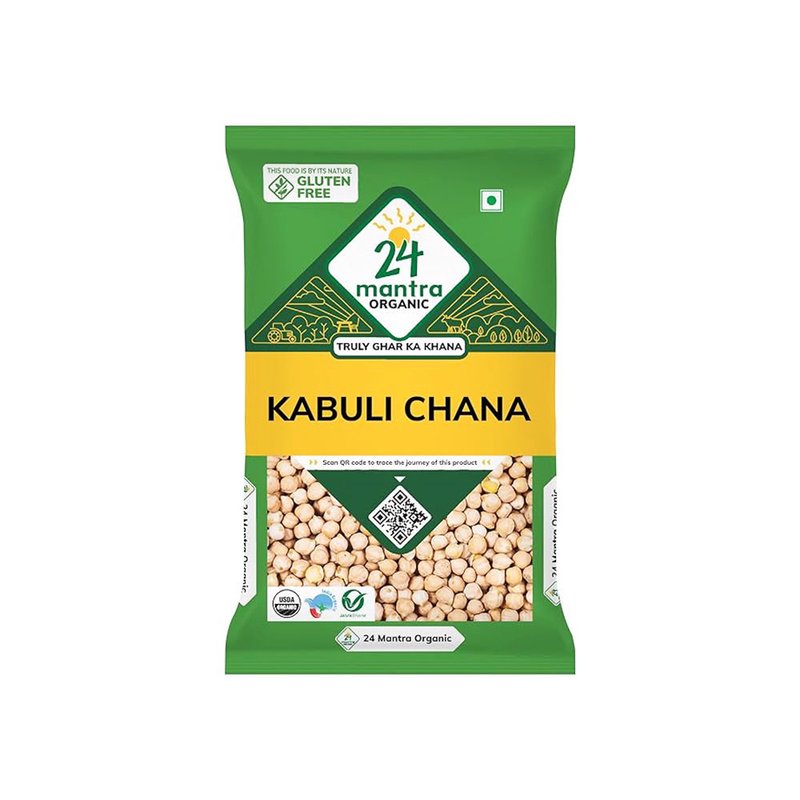 24 Mantra Organic Kabuli Chana 500g | Premium White Chickpeas | Creamy Texture | Perfect for Chole, Salads & Hummus