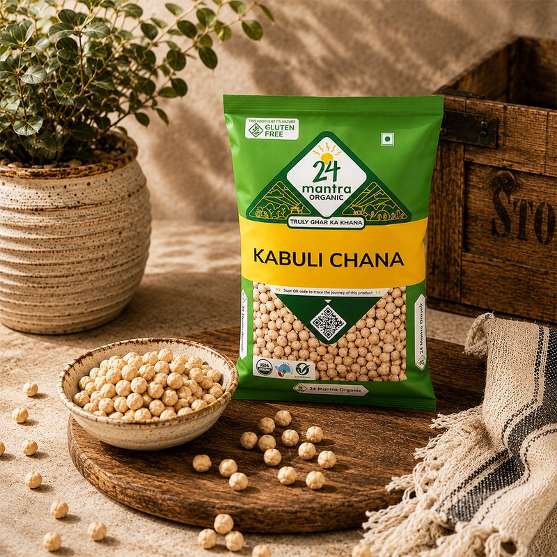24 Mantra Organic Kabuli Chana 500g | Premium White Chickpeas | Creamy Texture | Perfect for Chole, Salads & Hummus