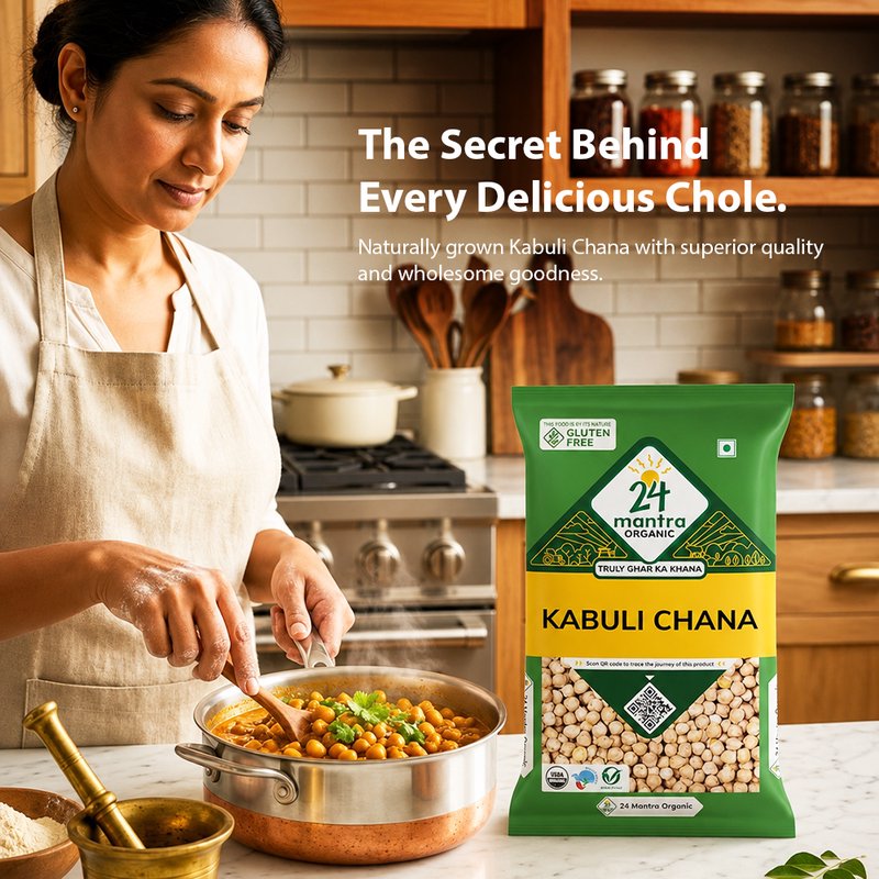 24 Mantra Organic Kabuli Chana 500g | Premium White Chickpeas | Creamy Texture | Perfect for Chole, Salads & Hummus