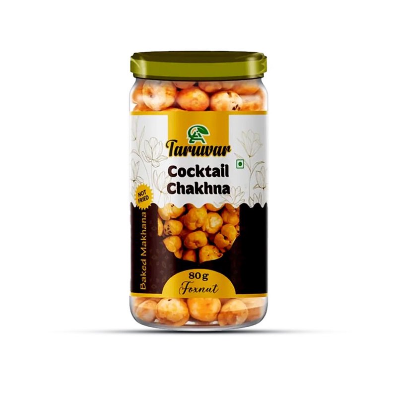 Taruwar Cocktail Chakhna Flavoured Roasted Makhana 80g | Crunchy Fox Nuts Snack | Healthy Roasted Makhana | High Protein & Low Calorie Snack | Guilt-Free Evening Munching | Tasty & Flavorful Superfood Snack
