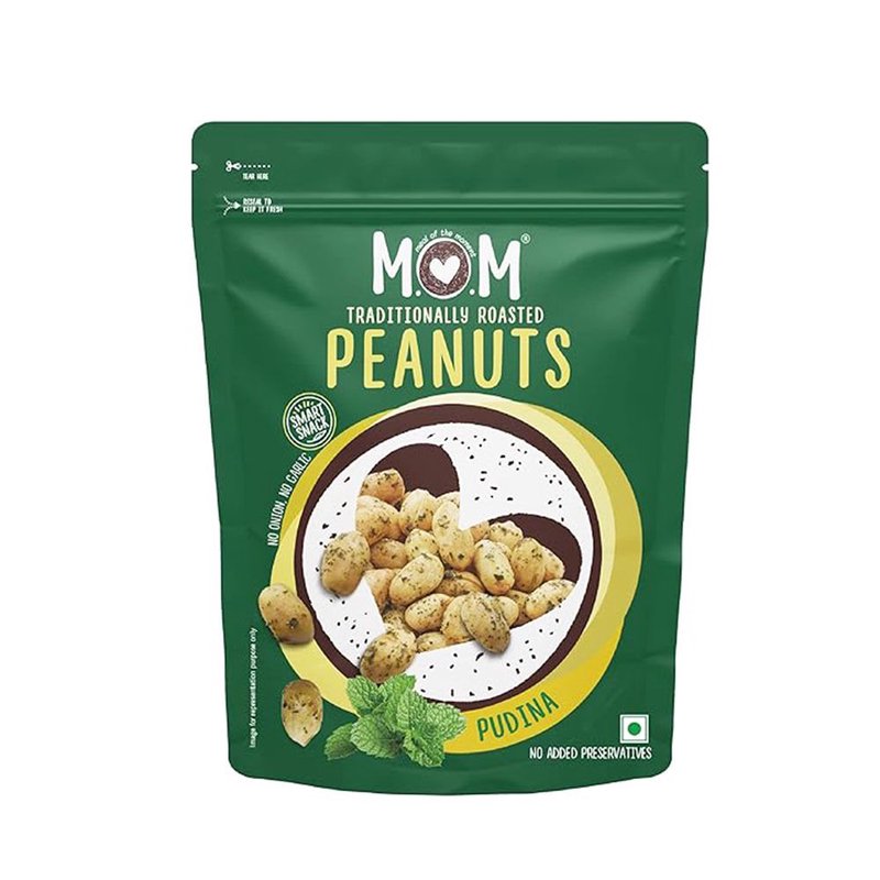 MOM Roasted Pudina Peanuts 22g | Mint-Flavoured Roasted Peanuts | Ready-to-Eat Crunchy Snacks | Single-Serve Pack