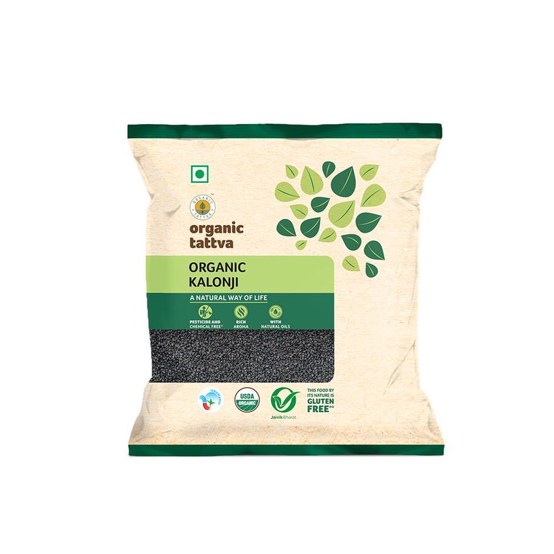 Organic Tattva Kalonji | Organic Nigella Seeds | Premium Black Kalonji Seeds | Indian Spice With a Fragrance for Every Day Cooking