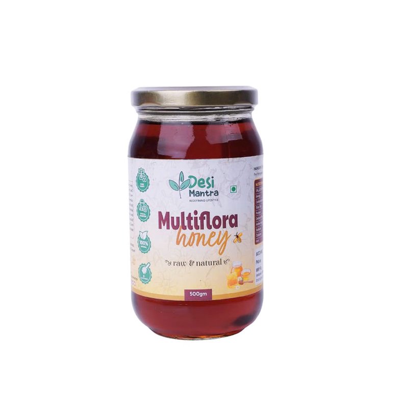 Desi Mantra Multiflora Honey | Pure Raw & Natural Honey | Collected from Multiple Blossoms | Unprocessed & Unfiltered | No Added Sugar | Healthy Sweetener for Tea & Breakfast