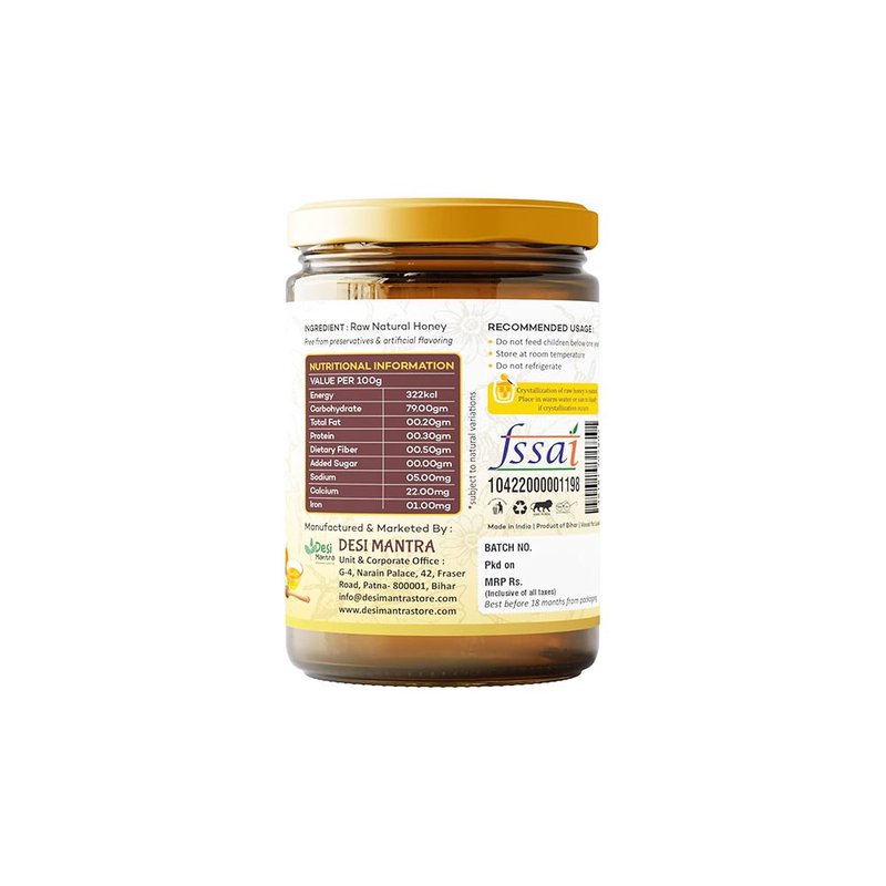 Desi Mantra Multiflora Honey | Pure Raw & Natural Honey | Collected from Multiple Blossoms | Unprocessed & Unfiltered | No Added Sugar | Healthy Sweetener for Tea & Breakfast thumbnail 2