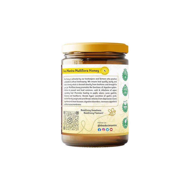 Desi Mantra Multiflora Honey | Pure Raw & Natural Honey | Collected from Multiple Blossoms | Unprocessed & Unfiltered | No Added Sugar | Healthy Sweetener for Tea & Breakfast thumbnail 3