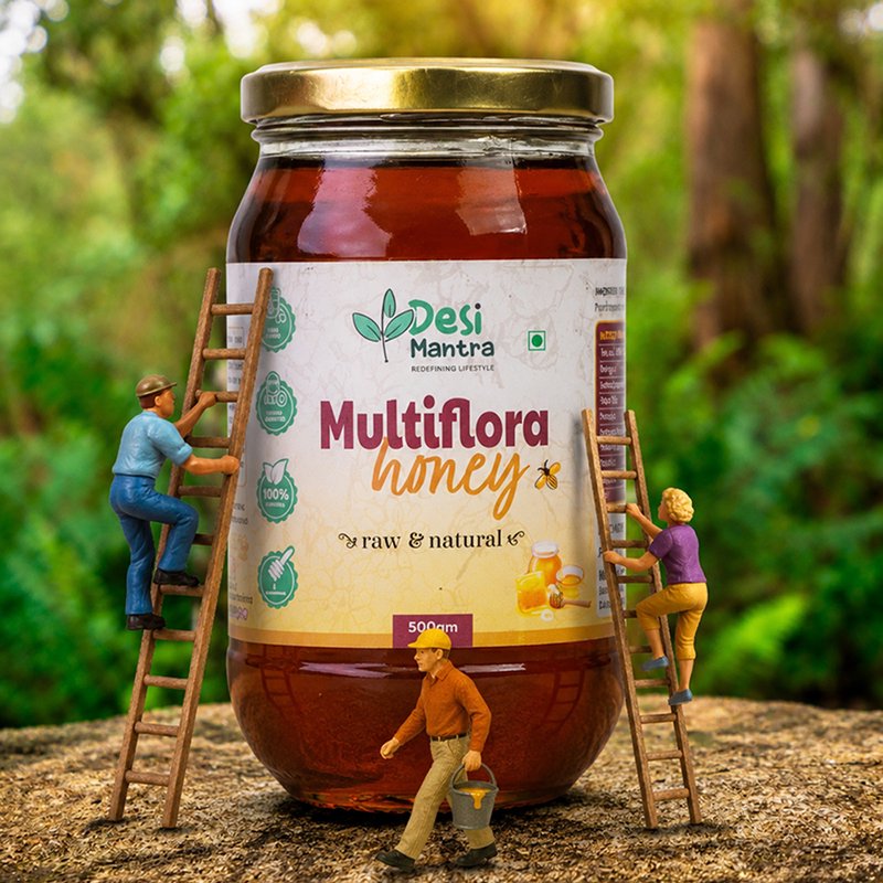 Desi Mantra Multiflora Honey | Pure Raw & Natural Honey | Collected from Multiple Blossoms | Unprocessed & Unfiltered | No Added Sugar | Healthy Sweetener for Tea & Breakfast thumbnail 4