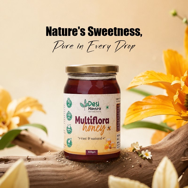 Desi Mantra Multiflora Honey | Pure Raw & Natural Honey | Collected from Multiple Blossoms | Unprocessed & Unfiltered | No Added Sugar | Healthy Sweetener for Tea & Breakfast thumbnail 5