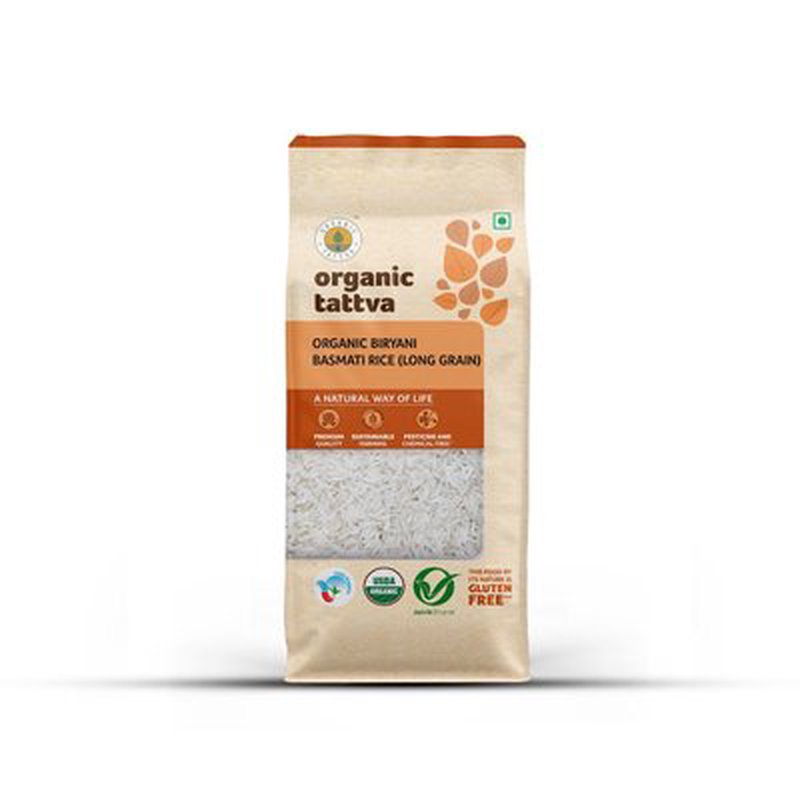 Organic Tattva Biryani Basmati Rice | Premium Long Grain Basmati Rice | Naturally Aromatic Rice | Ideal for Biryani & Pulao