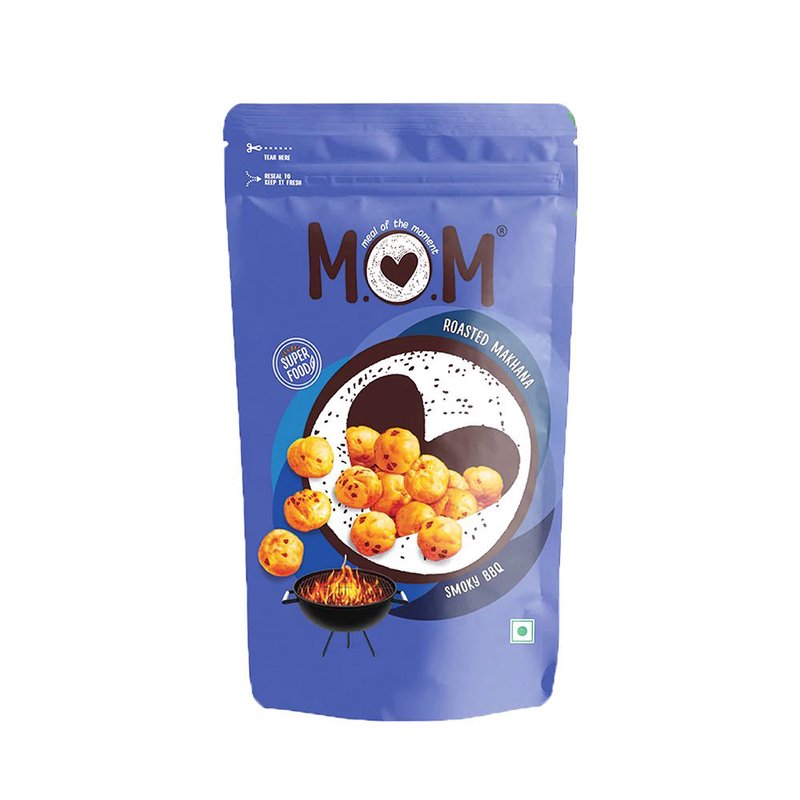 MOM Smoky BBQ Makhana 70g | Roasted Fox Nuts | Smoky Barbecue Seasoned Makhana | Ready-to-Eat Healthy Snack