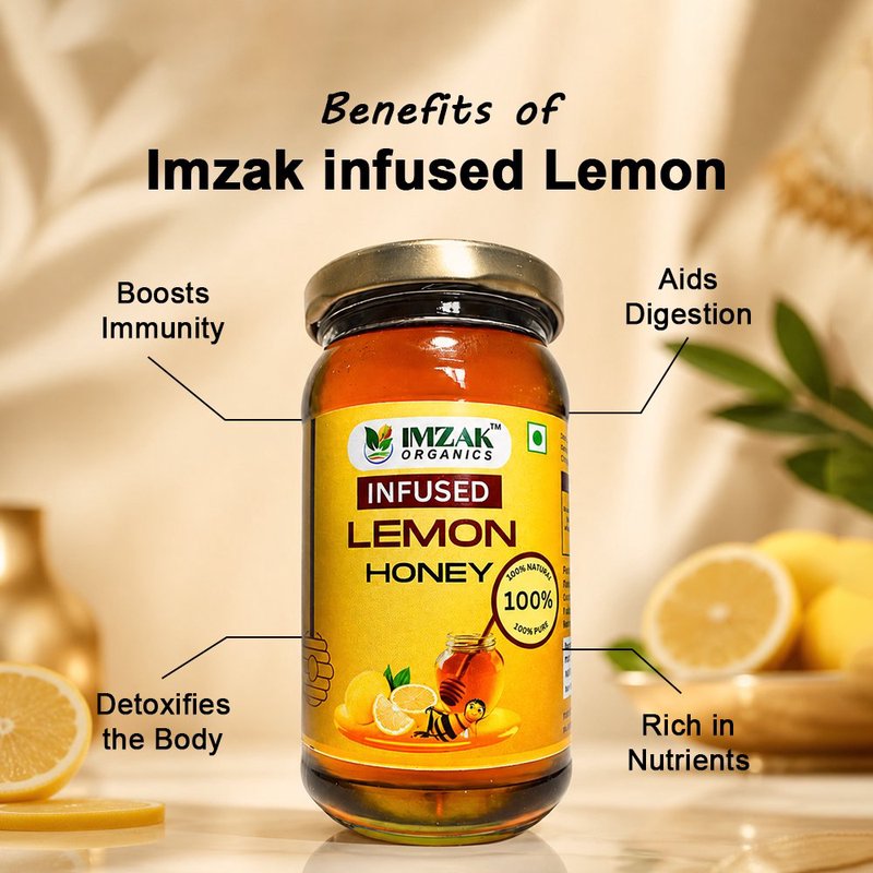 Imzak Infused Lemon Honey | Pure Natural Honey with Lemon | Immunity Booster & Healthy Sweetener | Raw & Delicious Honey thumbnail 4