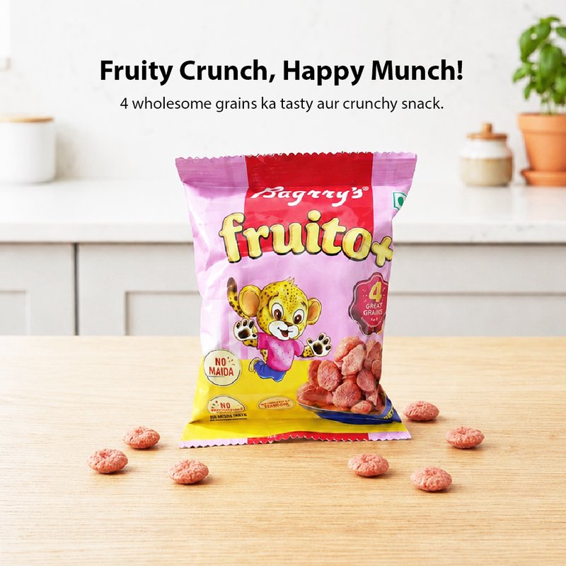 Bagrry’s Fruito+ 22 GM Pouch | Crunchy Fruit & Grain Snack Cereal | Delicious On-the-Go Breakfast & Healthy Munching Option