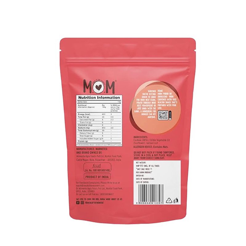 MOM - Meal of the Moment Salted Masala Cashew  | Crunchy Roasted Cashew Nuts | Source of Protein & Fiber | Flavorful Dry Fruit Snack thumbnail 2