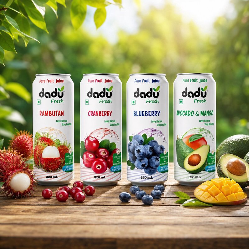 Dadu Fresh Cranberry, Blueberry, Avocado & Mango, Rambutan Juice Combo |  4 Cans Combo | Exotic Superfruit Healthy Drink | 100% Natural Fruit Juice | Antioxidant Rich Beverage | No Added Sugar, No Preservatives & Not From Concentrate | Refreshing Juice for Immunity, Energy, Skin Health & Daily Wellness thumbnail 2