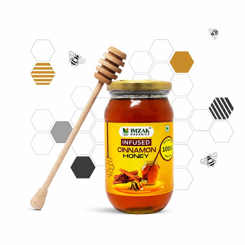 Imzak Infused Cinnamon Honey | Pure Raw Honey with Cinnamon | Immunity Booster, Weight Management & Healthy Sugar Alternative | Natural Antioxidant-Rich Honey