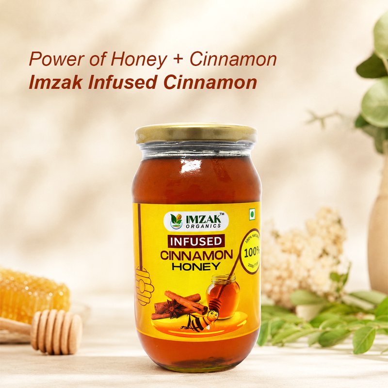 Imzak Infused Cinnamon Honey | Pure Raw Honey with Cinnamon | Immunity Booster, Weight Management & Healthy Sugar Alternative | Natural Antioxidant-Rich Honey