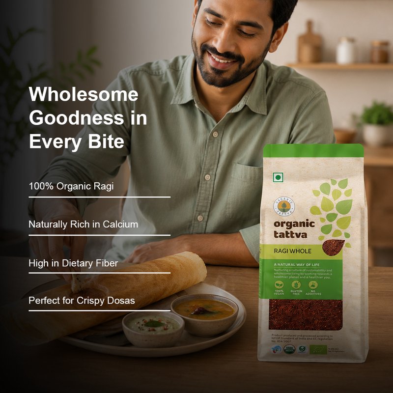Organic Tattva Ragi Whole | Organic Finger Millet | Whole Ragi Grain | Healthy Millet for Cooking at Home