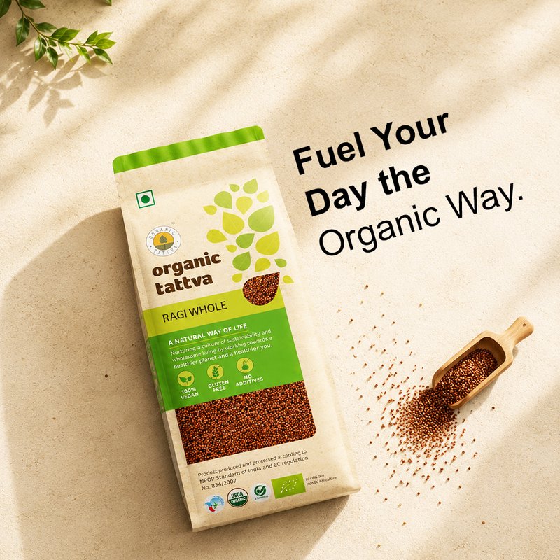 Organic Tattva Ragi Whole | Organic Finger Millet | Whole Ragi Grain | Healthy Millet for Cooking at Home