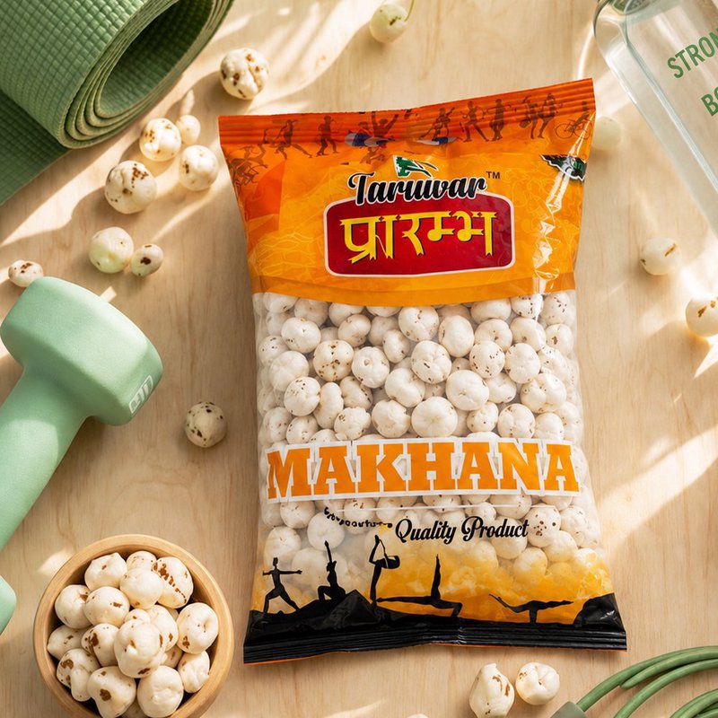 Taruwar Prarambh Plain Makhana 250g | Premium 5+ Suta Gluten-Free Fox Nuts Superfood | Light & Crunchy Healthy Snack | High Protein, Low Calorie & Fiber Rich | Roasted Makhana for Weight Management & Daily Nutrition