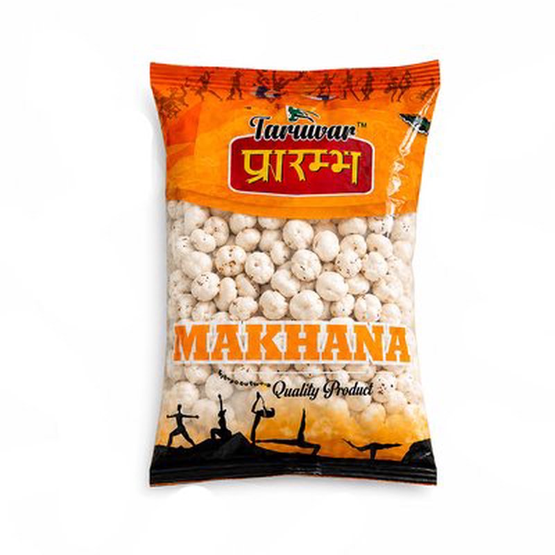 Taruwar Prarambh Plain Makhana 250g | Premium 5+ Suta Gluten-Free Fox Nuts Superfood | Light & Crunchy Healthy Snack | High Protein, Low Calorie & Fiber Rich | Roasted Makhana for Weight Management & Daily Nutrition