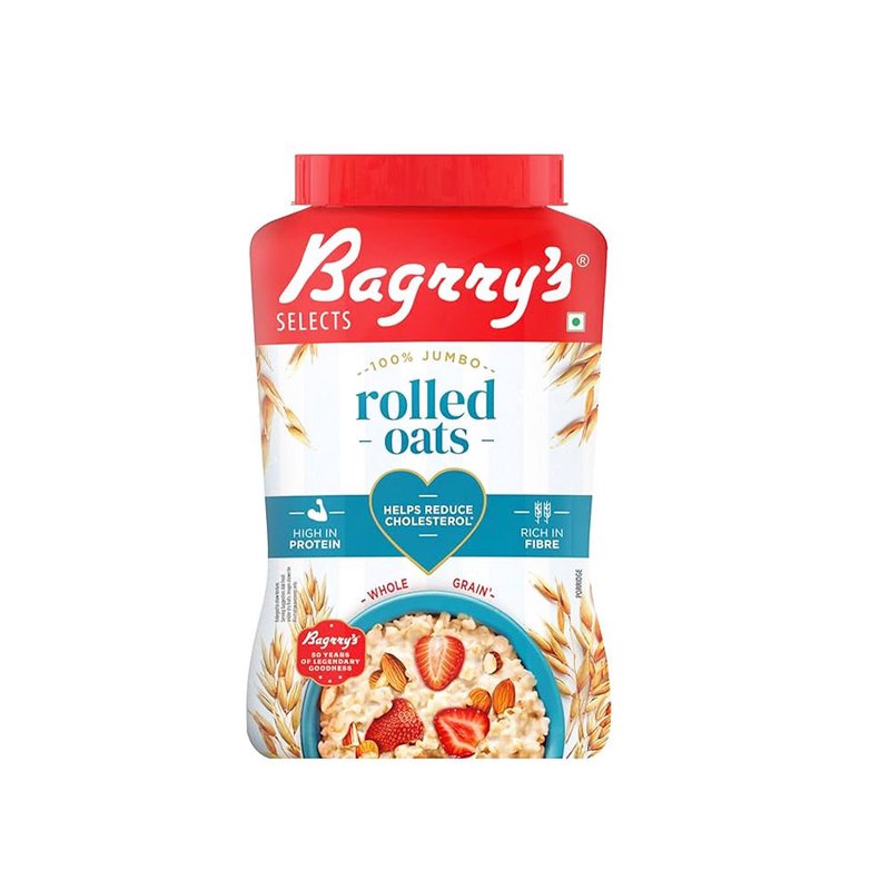 Bagrry’s Rolled Oats Jumbo 1 KG Jar | Premium Wholegrain Breakfast Cereal | High Fiber Healthy Oats | Perfect for Porridge, Smoothies, Overnight Oats & Daily Nutrition