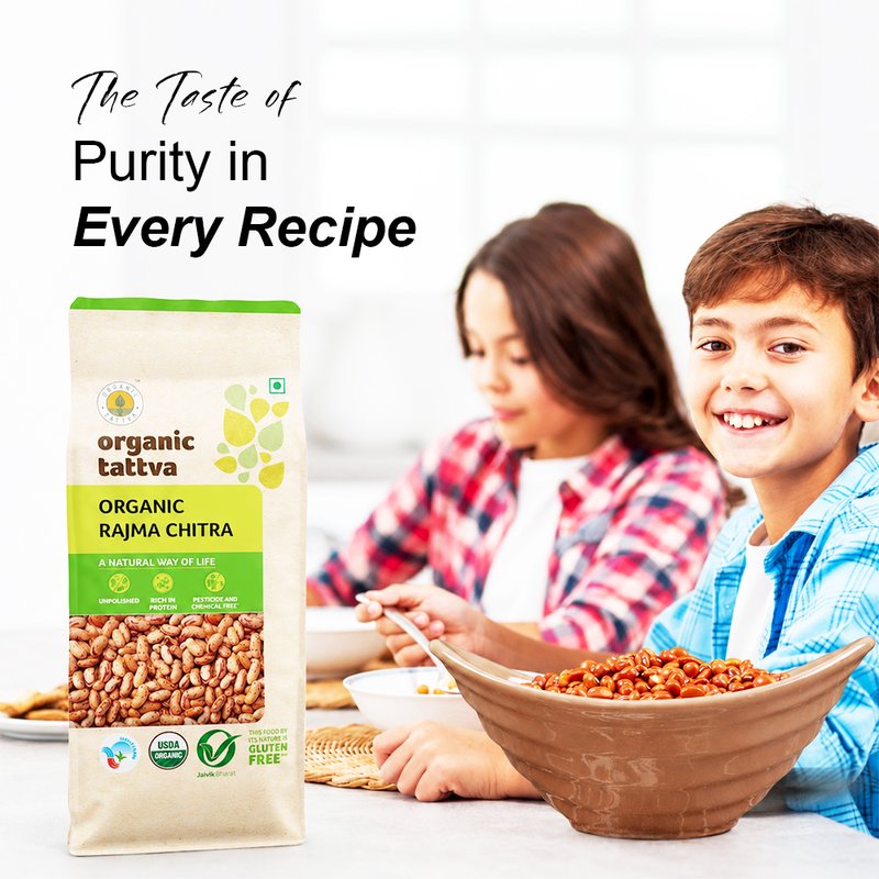 Organic Tattva Chitra Rajma | Organic Speckled Kidney Beans | Premium Chitra Rajma | Protein-Packed Indian Beans