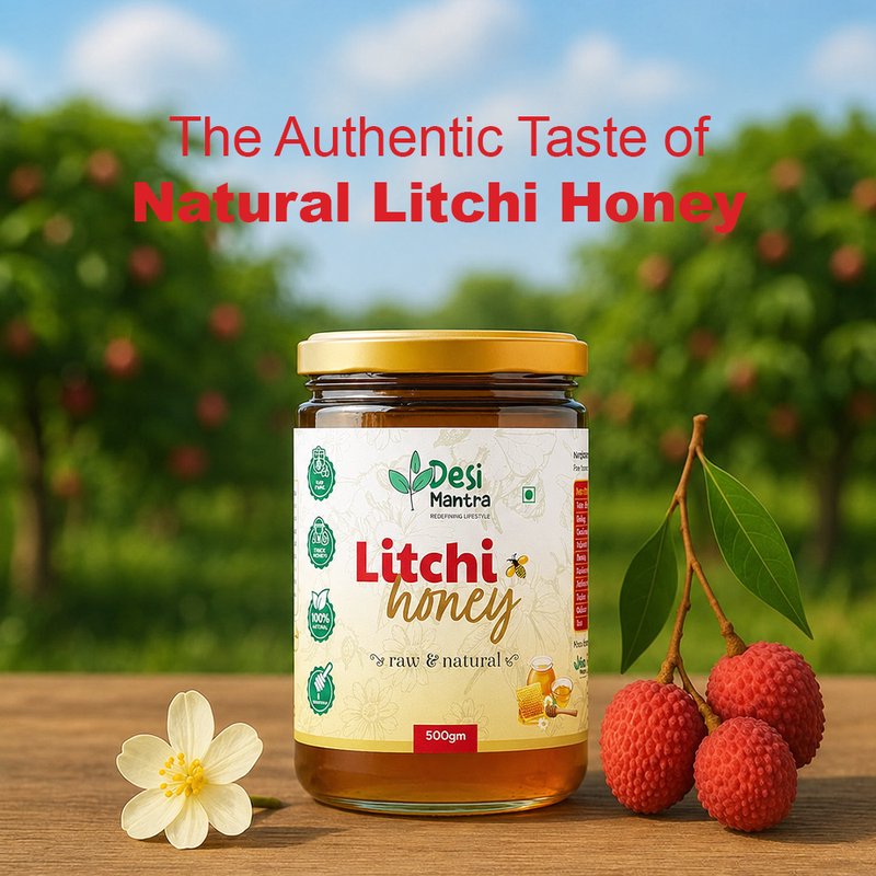 Desi Mantra Lichi Honey | Pure Raw & Natural Honey | Delightfully Fruity Flavor & Floral Aroma | Unprocessed & Unfiltered | No Added Sugar | Perfect for Tea & Breakfast thumbnail 3