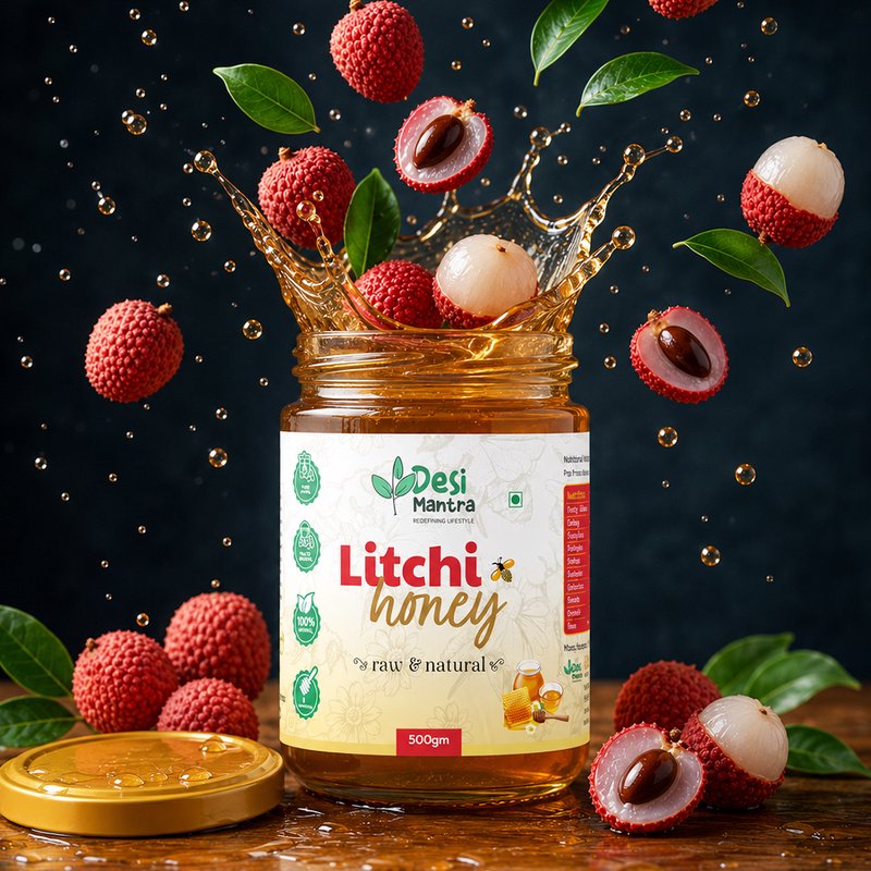 Desi Mantra Lichi Honey | Pure Raw & Natural Honey | Delightfully Fruity Flavor & Floral Aroma | Unprocessed & Unfiltered | No Added Sugar | Perfect for Tea & Breakfast thumbnail 5