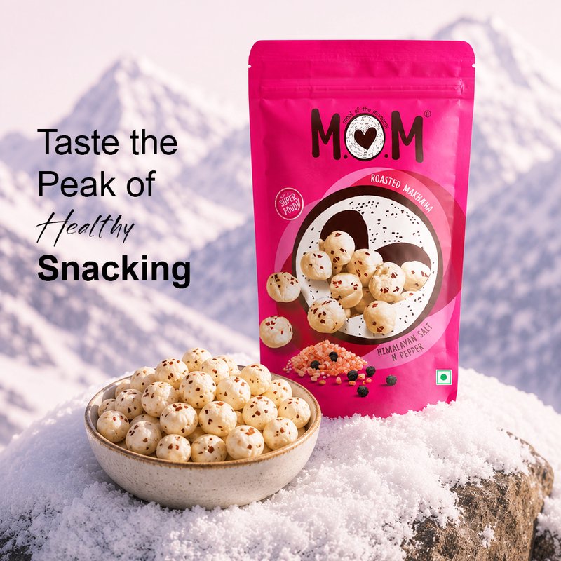 MOM – Meal of the Moment Roasted Makhana – Himalayan Salt & Pepper | Crunchy Roasted Fox Nuts | Source of Protein & Fiber | Healthy Anytime Snack