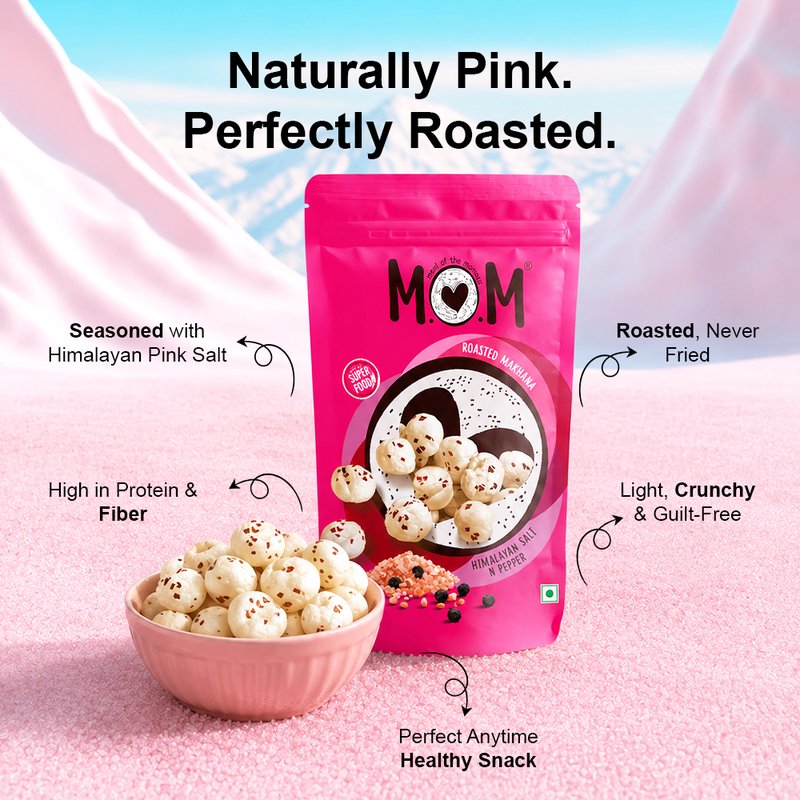 MOM – Meal of the Moment Roasted Makhana – Himalayan Salt & Pepper | Crunchy Roasted Fox Nuts | Source of Protein & Fiber | Healthy Anytime Snack