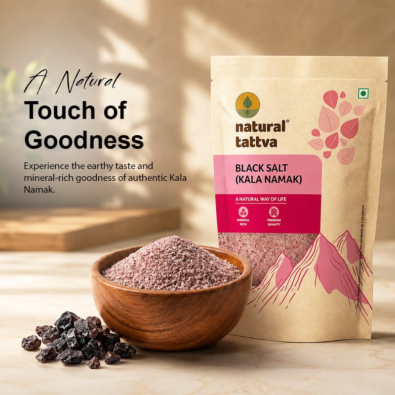 Natural Tattva Black Salt Granules | Premium Kala Namak | Nutrient Rich Black Salt | Premium Seasoning Salt for Your Cooking Needs