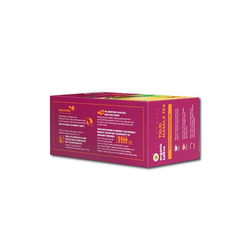 Tattva Organic Tulsi Masala Tea | 20 Tea Pouches | Tulsi Herbal Tea | Spiced Aromatic Tea | Refreshing Wellness Tea thumbnail 2