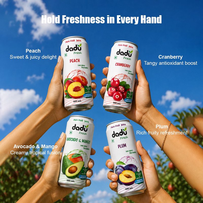 Dadu Fresh Plum, Peach, Avocado & Mango Juice Combo |  4 Cans Combo | Exotic Superfruit Healthy Drink | 100% Natural Fruit Juice | No Added Sugar, No Preservatives & Not From Concentrate | Antioxidant Rich Beverage for Immunity, Skin Health, Hydration & Daily Wellness | Refreshing Fruit Drink for Kids & Adults thumbnail 2