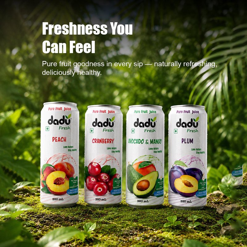 Dadu Fresh Plum, Peach, Avocado & Mango Juice Combo |  4 Cans Combo | Exotic Superfruit Healthy Drink | 100% Natural Fruit Juice | No Added Sugar, No Preservatives & Not From Concentrate | Antioxidant Rich Beverage for Immunity, Skin Health, Hydration & Daily Wellness | Refreshing Fruit Drink for Kids & Adults thumbnail 3