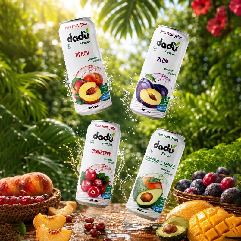 Dadu Fresh Plum, Peach, Avocado & Mango Juice Combo |  4 Cans Combo | Exotic Superfruit Healthy Drink | 100% Natural Fruit Juice | No Added Sugar, No Preservatives & Not From Concentrate | Antioxidant Rich Beverage for Immunity, Skin Health, Hydration & Daily Wellness | Refreshing Fruit Drink for Kids & Adults thumbnail 4