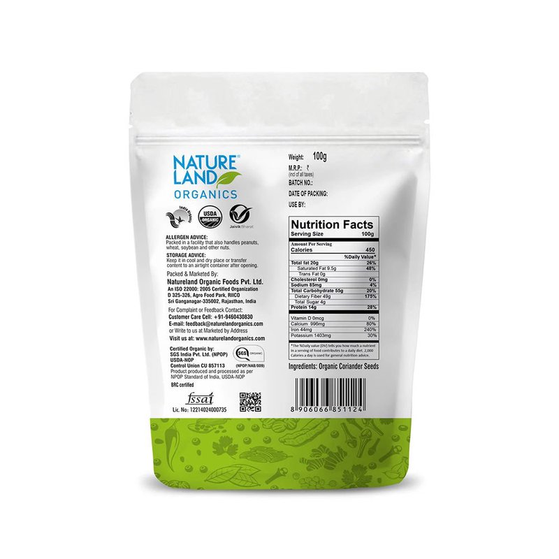 Natureland Organics Coriander Powder 100g | 100% Organic Dhania Powder | Freshly Ground Coriander Spice for Curries, Gravies, Marinades & Indian Cooking thumbnail 2