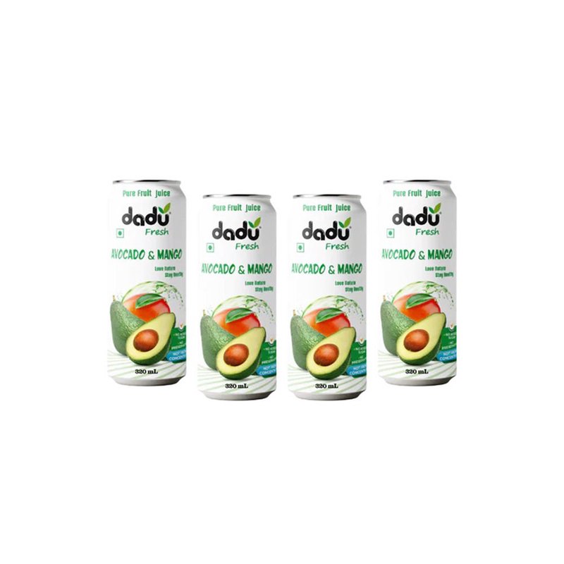 Dadu Fresh Avocado & Mango Juice | 4 Cans Combo | 100% Natural Superfruit Beverage | Rich in Vitamins, Antioxidants & Fiber | No Added Sugar, No Preservatives & Not From Concentrate | Healthy Drink for Immunity, Skin Health, Energy & Daily Wellness