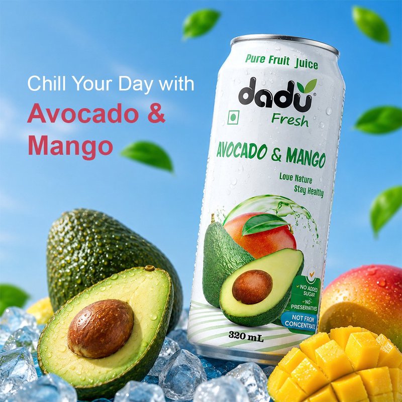 Dadu Fresh Avocado & Mango Juice |  4 Cans Combo | 100% Natural Superfruit Beverage | Rich in Vitamins, Antioxidants & Fiber | No Added Sugar, No Preservatives & Not From Concentrate | Healthy Drink for Immunity, Skin Health, Energy & Daily Wellness thumbnail 3