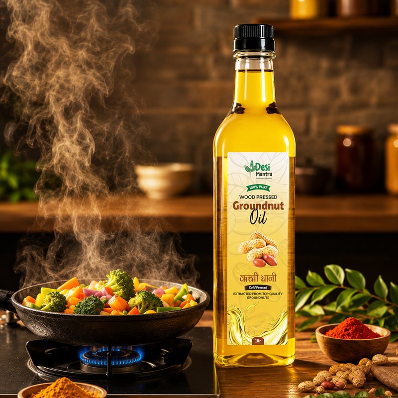 Desi Mantra Wood Pressed Groundnut Oil | Cold Pressed & Naturally Extracted | Pure Chemical-Free Cooking Oil | Rich Aroma & Nutty Taste | Ideal for Everyday Healthy Cooking thumbnail 3