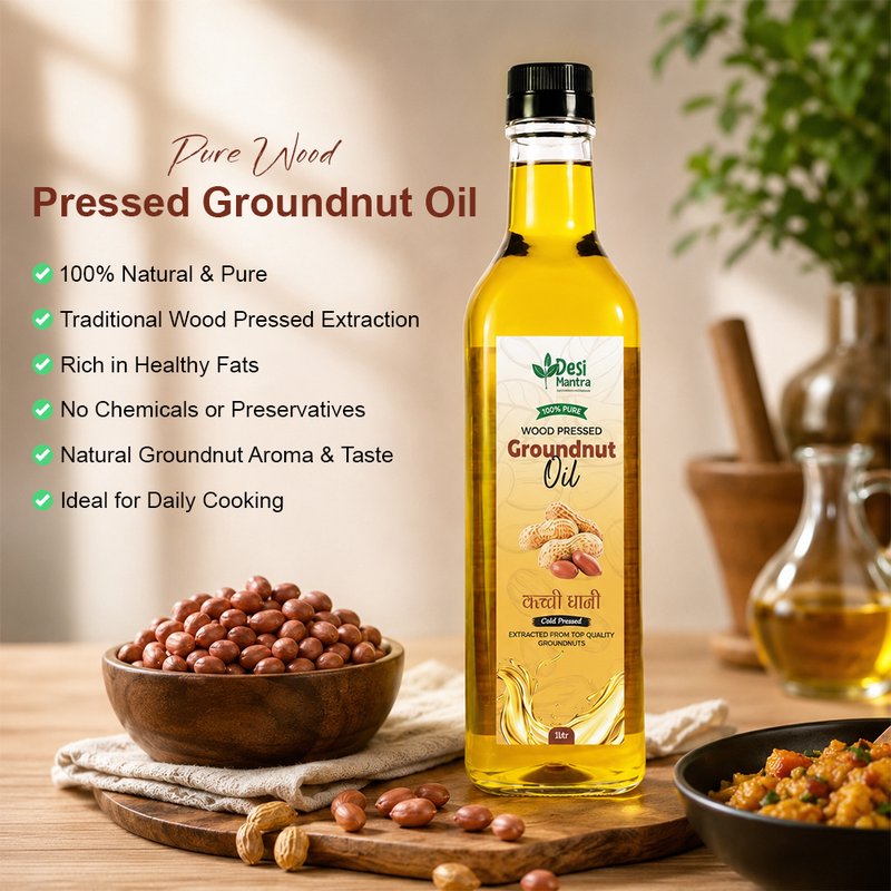Desi Mantra Wood Pressed Groundnut Oil | Cold Pressed & Naturally Extracted | Pure Chemical-Free Cooking Oil | Rich Aroma & Nutty Taste | Ideal for Everyday Healthy Cooking thumbnail 5