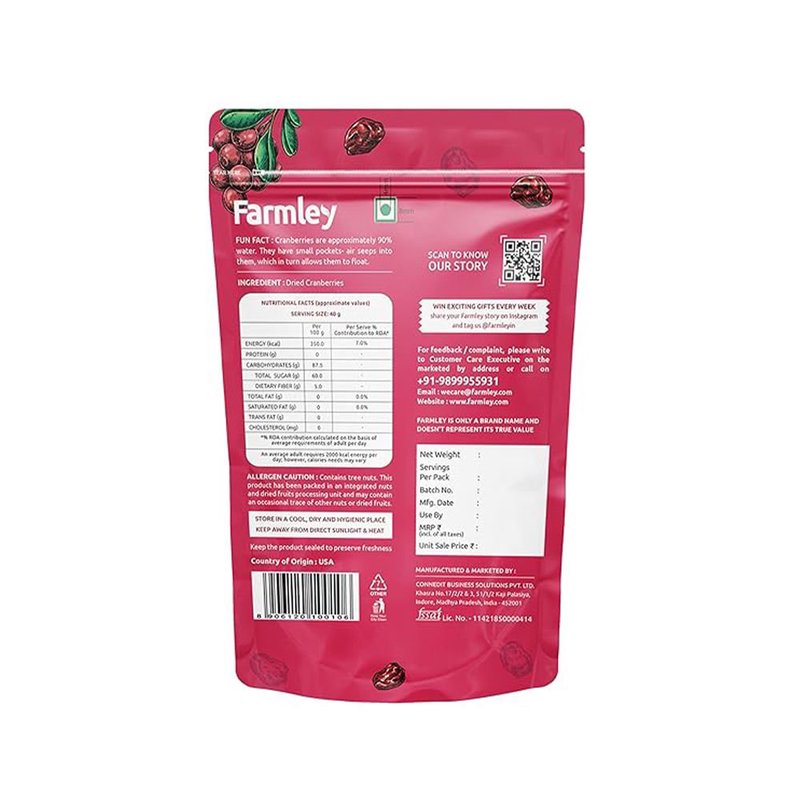 FARMLEY DRY CRANBERRIES 200GM thumbnail 2