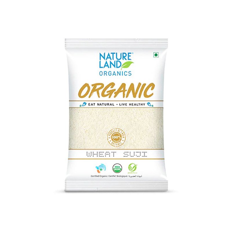 Natureland Organics Wheat Suji 500g | 100% Organic Semolina | Fine & Nutritious Rava for Upma, Halwa, Idli & Everyday Cooking