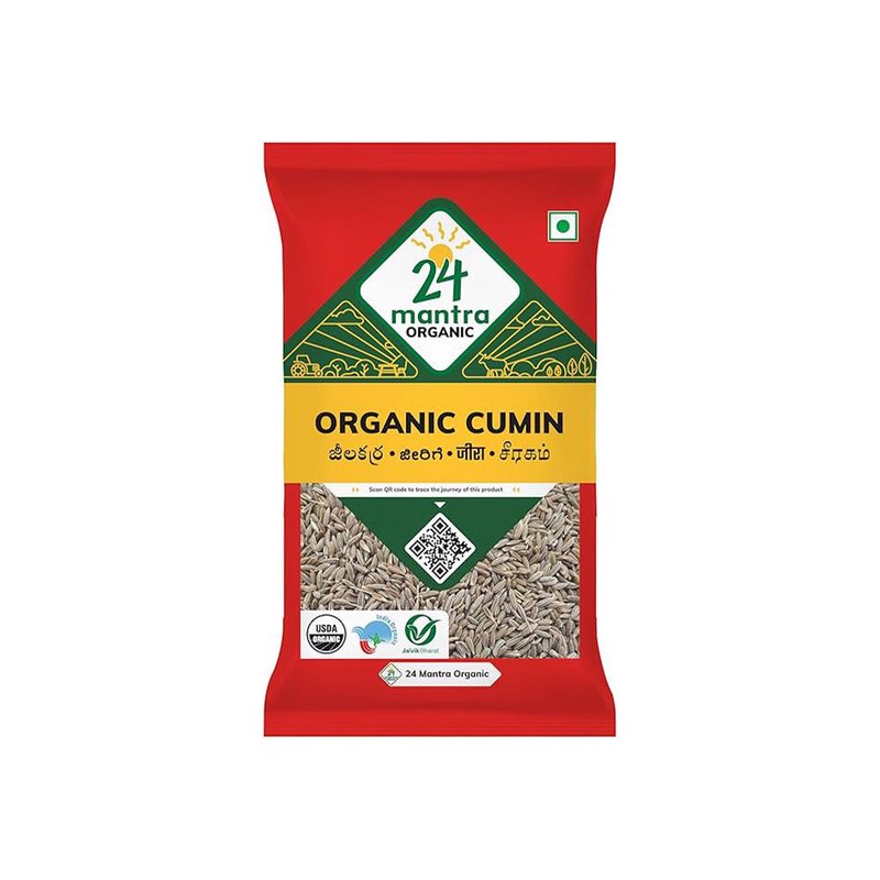 24 Mantra Organic Cumin Seeds (Jeera/Zeera/Jeelakarra) | Whole Cumin Spice | 100% Organic | Unadulterated | Chemical & Pesticide Free | For Tadka, Masalas & Seasoning