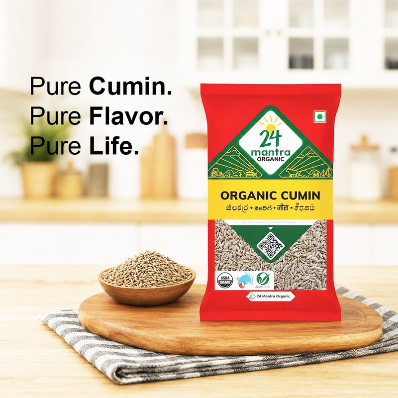 24 Mantra Organic Cumin Seeds (Jeera/Zeera/Jeelakarra) | Whole Cumin Spice | 100% Organic | Unadulterated | Chemical & Pesticide Free | For Tadka, Masalas & Seasoning